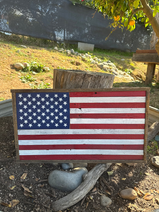 Framed American Flag. 25.5” x 14.5”